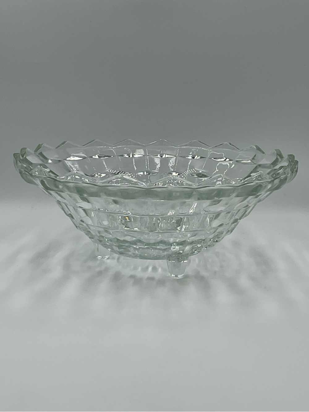 Vintage Indiana Glass “Whitehall” Clear 3-Toed Footed 10” Bowl
